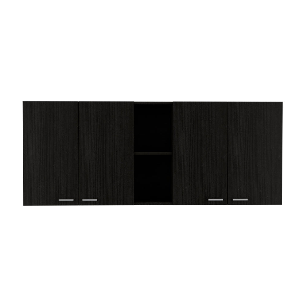English Elm 2 Piece Kitchen Set with 150 Wall Cabinet & Utility Sink Cabinet, Black Particleboard, Easy-Assembly, Durable Design B0200S00228
