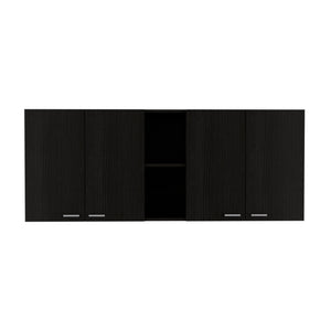English Elm 2 Piece Kitchen Set with 150 Wall Cabinet & Utility Sink Cabinet, Black Particleboard, Easy-Assembly, Durable Design B0200S00228