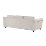 English Elm 89.37" Mid-Century Modern Couch Velvet Sofa Couch 3 Seater Sofa, Beige