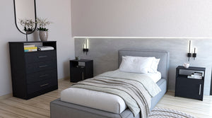 English Elm 3 Piece Bedroom Set Kairo Dresser with Dual Omaha Nightstands Black - Easy Assembly, Durable Finish B0200S00232