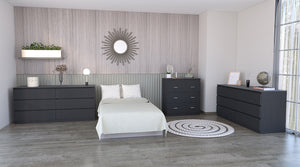 English Elm 3 Piece Bedroom Set - Black Cocora & Capri Dressers, Easy Interlock Assembly, Durable Particleboard B097S00065