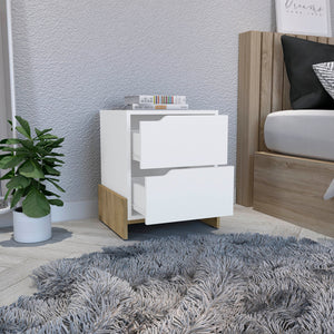 English Elm Nightstand, Modern RTA Single Door Cabinet with One Shelf, Metal Handle and Superior Top Design Multicolor 24.4 L x 19.6 W x 5.9 H B097120604