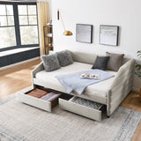 Hearth and Haven Full Size Daybed with Two Drawers Trundle Upholstered Tufted Sofa Bed, Linen Fabric (82.5"X58"X34") W487S00177