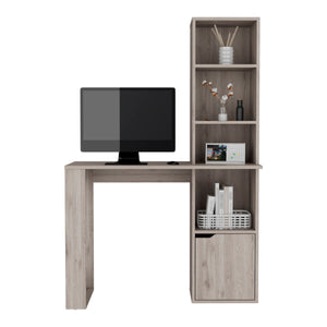 English Elm Writing Desk with Bookcase and Cabinet featuring easy interlock assembly, pre-drilled holes, durable wood finish Gray 45.6 L x 22.4 W x 5.11 H B097120595