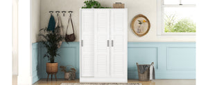 English Elm 3-door Shutter Wardrobe White Mdf Freestanding Bedroom Storage with Hanging Rail LP006003AAK