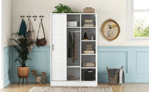 English Elm 3-door Shutter Wardrobe White Mdf Freestanding Bedroom Storage with Hanging Rail LP006003AAK