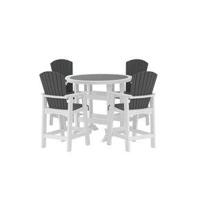 English Elm HDPE High Top Patio Bar Table Set for 4 White & Gray – Durable Outdoor HDPE Dining Table and 4 Chairs W1209S00016