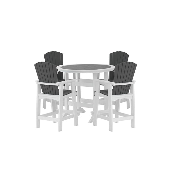 English Elm HDPE High Top Patio Bar Table Set for 4 White & Gray – Durable Outdoor HDPE Dining Table and 4 Chairs W1209S00016