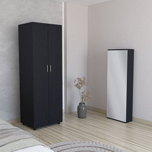 English Elm 2 London Armoire & Baltimore Shoe Rack Set in Black — Durable Particleboard, Easy Interlock Assembly, Pre-Drilled Holes, Clear Instructions B097S00068