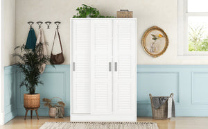 English Elm 3-door Shutter Wardrobe White Mdf Freestanding Bedroom Storage with Hanging Rail LP006003AAK