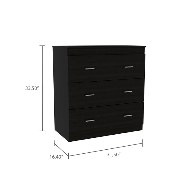 English Elm 2 Piece Bedroom Set Cartagena Armoire & Capri 3-Drawer Dresser Black — Easy Assembly, Durable Wood Finish B0200S00246
