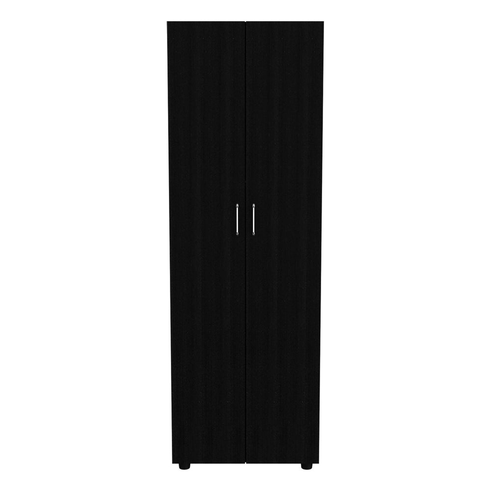 English Elm Armoire-organiser 70.8"H Black Double Door Cabinet with Two Shelves & Rod, Easy-Assembly, Sturdy Materials B097S00001