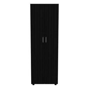 English Elm Armoire-organiser 70.8"H Black Double Door Cabinet with Two Shelves & Rod, Easy-Assembly, Sturdy Materials B097S00001