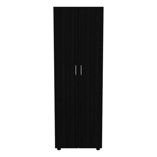 English Elm Armoire-organiser 70.8"H Black Double Door Cabinet with Two Shelves & Rod, Easy-Assembly, Sturdy Materials B097S00001