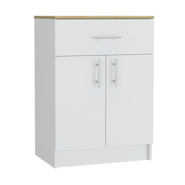 English Elm 2 Piece Kitchen Set with Island and Pantry Cabinet — Sturdy RTA Particle Board, Easy Interlock Assembly, Pre‑drilled Holes, Clear Instructions, Durable Finish White 57.6 L x 22.13 W x 5.28 H B0200S00220
