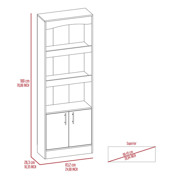 English Elm 2 Piece Office Set Dozza Bookcase and Aramis Desk with Easy Interlock, Pre-Drilled, Durable Wood Panels Light Gray 42.9 L x 31.8 W x 5.5 H B097S00041