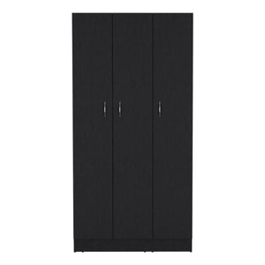 English Elm Wardrobe Armoire with 3 Doors and 2 Inner Drawers, Sturdy Particle Board, Easy Interlocking Assembly Black 74.8 L x 23.62 W x 2.75 H B097S00010