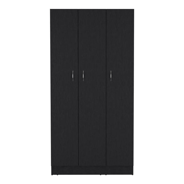 English Elm Wardrobe Armoire with 3 Doors and 2 Inner Drawers, Sturdy Particle Board, Easy Interlocking Assembly Black 74.8 L x 23.62 W x 2.75 H B097S00010