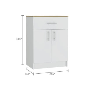 English Elm 2 Piece Kitchen Set with Island & Pantry Cabinet, Durable Particle Board, Easy Interlock Assembly, Pre-Drilled Holes, Clear Instructions, Stylish Light Oak Accents White 4.3 L x 35.2 W x 4 H B097S00031