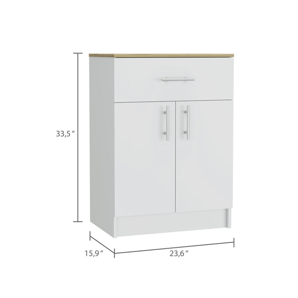 English Elm 2 Piece Kitchen Set with Island & Pantry Cabinet, Durable Particle Board, Easy Interlock Assembly, Pre-Drilled Holes, Clear Instructions, Stylish Light Oak Accents White 4.3 L x 35.2 W x 4 H B097S00031
