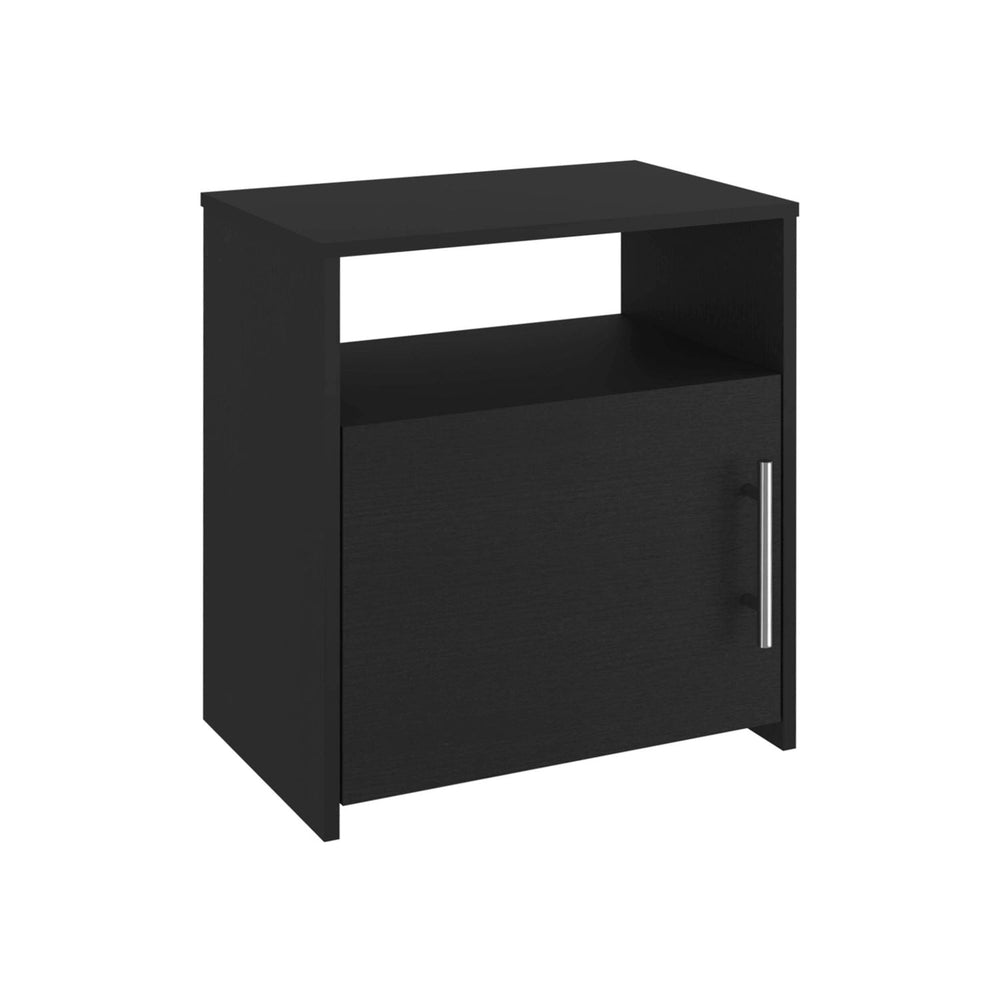 English Elm Nightstand, Modern RTA Single Door Cabinet with One Shelf, Metal Handle and Superior Top Design Black 26.7 L x 19.6 W x 6.29 H B097120603