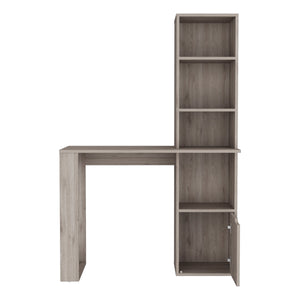 English Elm Writing Desk with Bookcase and Cabinet featuring easy interlock assembly, pre-drilled holes, durable wood finish Gray 45.6 L x 22.4 W x 5.11 H B097120595