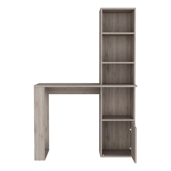English Elm Writing Desk with Bookcase and Cabinet featuring easy interlock assembly, pre-drilled holes, durable wood finish Gray 45.6 L x 22.4 W x 5.11 H B097120595