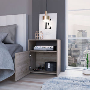 English Elm Nightstand, Modern RTA Single Door Cabinet with One Shelf, Metal Handle and Superior Top Design Gray 26.7 L x 19.6 W x 6.29 H B097120602