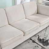 English Elm 89.37" Mid-Century Modern Couch Velvet Sofa Couch 3 Seater Sofa, Beige