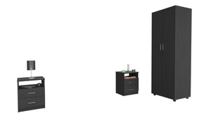 English Elm 3 3 Piece Bedroom Set London Armoire & Twin Salento Nightstands Black – Easy RTA Assembly, Durable Finish B097S00045
