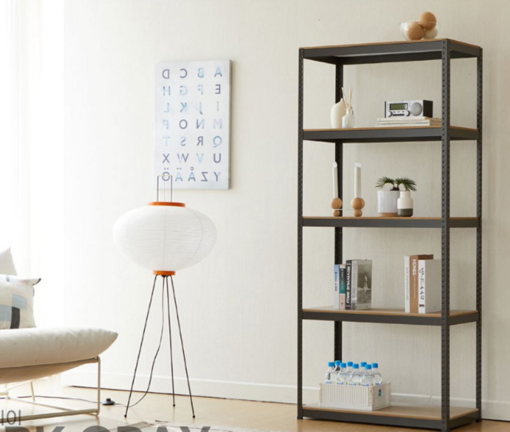 English Elm Storage Shelves Five Tier Adjustable Steel Rack for Garage Pantry or Warehouse Use W1790120828