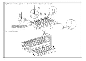 English Elm Contemporary Full Size Bed With Twin Trundle, Upholstered Tufted Design For Youth Bedrooms & Guests B011S00431