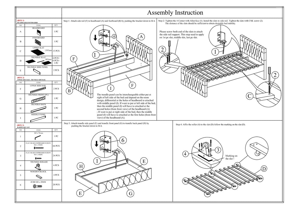 English Elm Contemporary Full Size Bed With Twin Trundle - Charcoal Burlap Upholstered, Space-Saving Design B011S00433