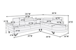 English Elm Living Room Furniture Sectional Sofa Set - Modern White Faux Leather With Adjustable Headrests & Chaise B011S00540