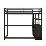 Hearth and Haven Elgin Twin Loft Bed with Desk, Shelves and Two Built in Drawers, Black GX000624AAB