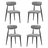 English Elm (Set Of 4) Modern Dining Chairs , Curved Backrest Round Upholstered and Metal Frame,Grey