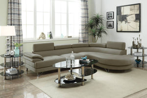 English Elm Living 2-Piece Sectional Sofa Set Grey Faux/Bonded Leather Adjustable Flip-Up Headrests, Spacious Comfort 96" F6984-ID-AHD