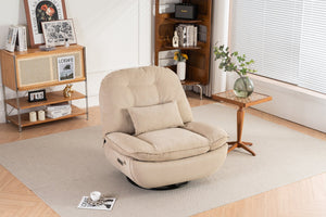 English Elm Power Recliner Camel Leathaire 270° Swivel Glider USB Charger Bluetooth Speaker Sleep Work Game Model W1752115532
