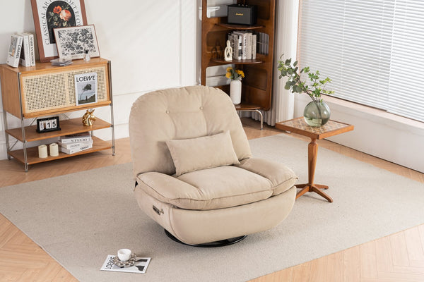 English Elm Power Recliner Camel Leathaire 270° Swivel Glider USB Charger Bluetooth Speaker Sleep Work Game Model W1752115532