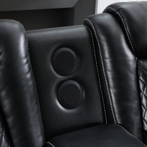 English Elm Mspm070 Faux Leather Power Reclining Loveseat with Bluetooth Led Usb Console W1805P343701