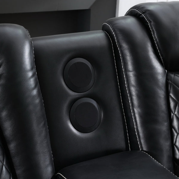 English Elm Mspm070 Faux Leather Power Reclining Loveseat with Bluetooth Led Usb Console W1805P343701