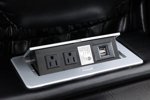 English Elm M070 Power Reclining Sofa with Led Lighting Usb Charging and Faux Leather Seating Black W1805S00154