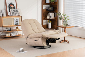 English Elm Power Recliner Camel Leathaire 270° Swivel Glider USB Charger Bluetooth Speaker Sleep Work Game Model W1752115532