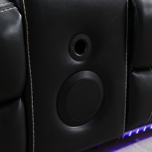 English Elm Mspm070 Faux Leather Power Reclining Loveseat with Bluetooth Led Usb Console W1805P343701