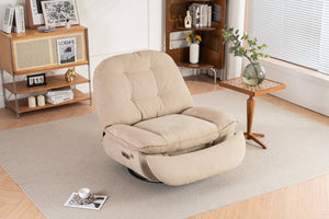 English Elm Power Recliner Camel Leathaire 270° Swivel Glider USB Charger Bluetooth Speaker Sleep Work Game Model W1752115532