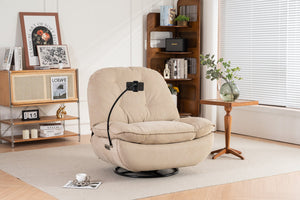 English Elm Power Recliner Camel Leathaire 270° Swivel Glider USB Charger Bluetooth Speaker Sleep Work Game Model W1752115532