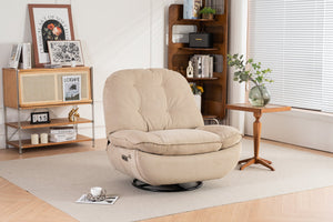 English Elm Power Recliner Camel Leathaire 270° Swivel Glider USB Charger Bluetooth Speaker Sleep Work Game Model W1752115532