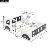 Hearth and Haven Classic Car Shaped Twin Platform Bed with Wheels, White WF306743AAK