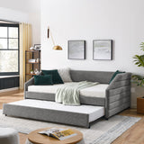Hearth and Haven Full Size Daybed with Trundle Upholstered Tufted Sofa Bed, Linen Fabric (82.5"X58"X34") W487S00178