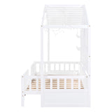 Hearth and Haven Aaron Twin House Bed with Shelves, White